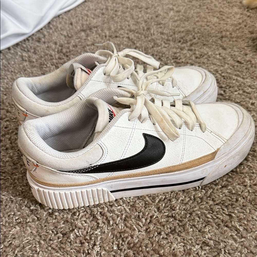 Nike White and Black Court Legacy Shoes